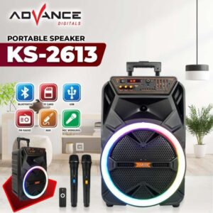 Advance Ks-2613 Speaker Meeting Portable Speaker Aktif Ampli Bluetooth 12'' Karaoke Free 2 Mic Wireless