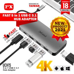 Hub Converter Usb Type C Macbook Ipad To Hdmi Usb 3.0 5 In 1 Px Uch 15