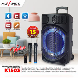Advance K1503 Speaker Meeting Portable Bluetooth Mic Wireless Karaoke 15 Inch