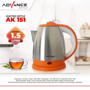 Teko Listrik Kettle Electric Pemanas Air Listrik 1.5 L Advance Ak 151 Body Stainless Steel