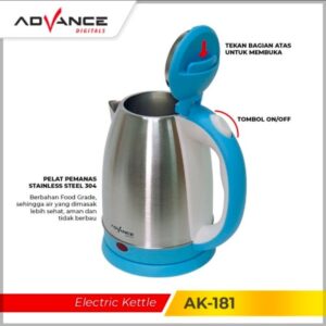 Teko Listrik Kettle Electric Pemanas Air Listrik 1.8 L Advance Ak 181 Body Stainless Steel