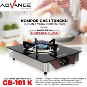 Kompor Gas Kaca 1 Tungku Advance Gb-101 K - Tempered Glass