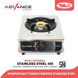 Advance Gb-6601S Kompor Gas 1 Tungku Body Full Stanless Steel