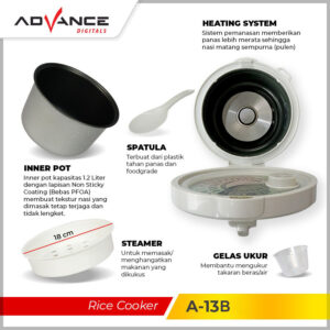 Advance Rice Cooker Magic Com Penanak Nasi 1.2L Batik A-13 B