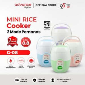 Advance G-08 Rice Cooker Travel 1 Liter Anti Lengket 300 Watt Garansi Resmi