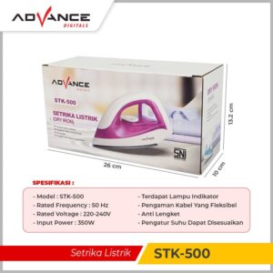 Setrika Listrik / Dry Iron Advance Stk-500 Anti Lengket 350 Watt Gosokan Baju