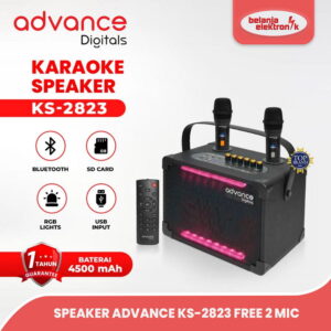Advance Ks-2823 Speaker Portable Bluetooth Karaoke Free 2 Mic Wireless Ks 2823 Garansi Resmi