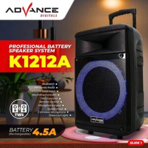 Speaker Meeting Portable Speaker Advance K1212A Ampli Bluetooth 12 Inch