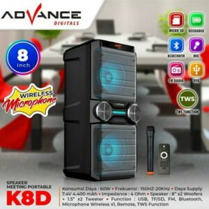 Advance K8D Speaker Meeting Portable Dual 8 Inch Bluetooth Mic Wireless