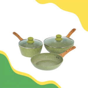 Bolde Organic Green Pan Cookware 5 Pcs Set Panci Wajan Set