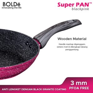 Bolde Super Pan Granite 5 Pcs Set Fry Pan 22 Cm Wok 26 Cm Black Pink