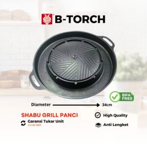B-Torch Bulgogi Grill Pan Panggangan Bbq 32 Cm Anti Lengket Hmsc-17