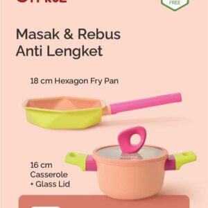 Cypruz Pi-0977 Cookware Set Baby Collection Colorful 3 In1 Wajan Panci Mpasi Set Anti Lengket 3 Pcs