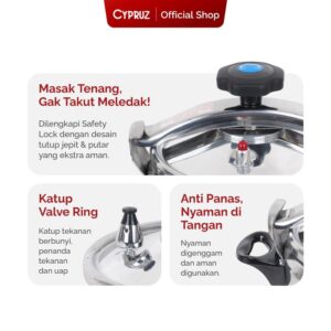 Cypruz Pc-0600 Panci Presto 4 Liter Pressure Cooker Multifungsi Top Handle