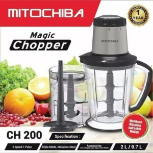 Electric Food Processor Chopper Mitochiba Mito Ch 200 Blender Penggiling Bumbu Daging Buah 6 Mata Pisau 2 Liter Ch200