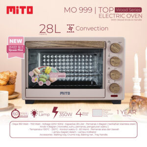 Mito Oven Listrik Low Watt Mo 999 Electric Oven 28 Liter Top Wood Mo999