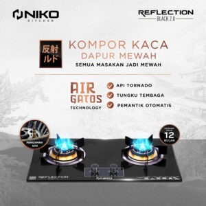 Niko Reflection Black 2.0 Kompor Gas 2 Tungku Kaca