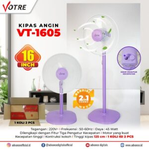 Kipas Angin Berdiri Stand Fan 16 Inch 2 Fungsi Berdiri & Meja Votre Vt-1605
