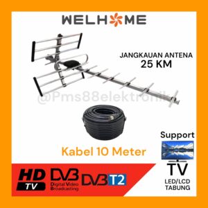 Antena Tv Digital Outdoor Alumunium Welhome Wh-888 Kabel 10 M