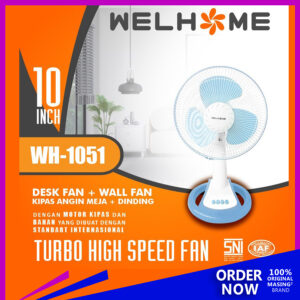 Welhome Kipas Angin Meja 2In1 Desk Wall Fan 10 Inch Wh-1051