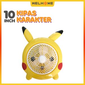 Kipas Angin Kotak Box Fan Karakter Pokemon Pikachu 10 Inch Welhome Wh-150P